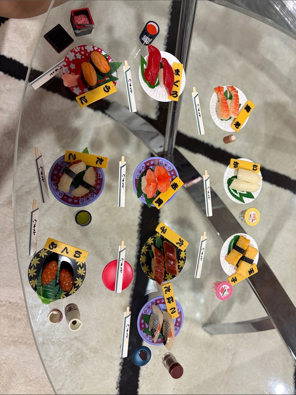 Mini Decorative Sushi Set - Red, Orange, White, Green Accents